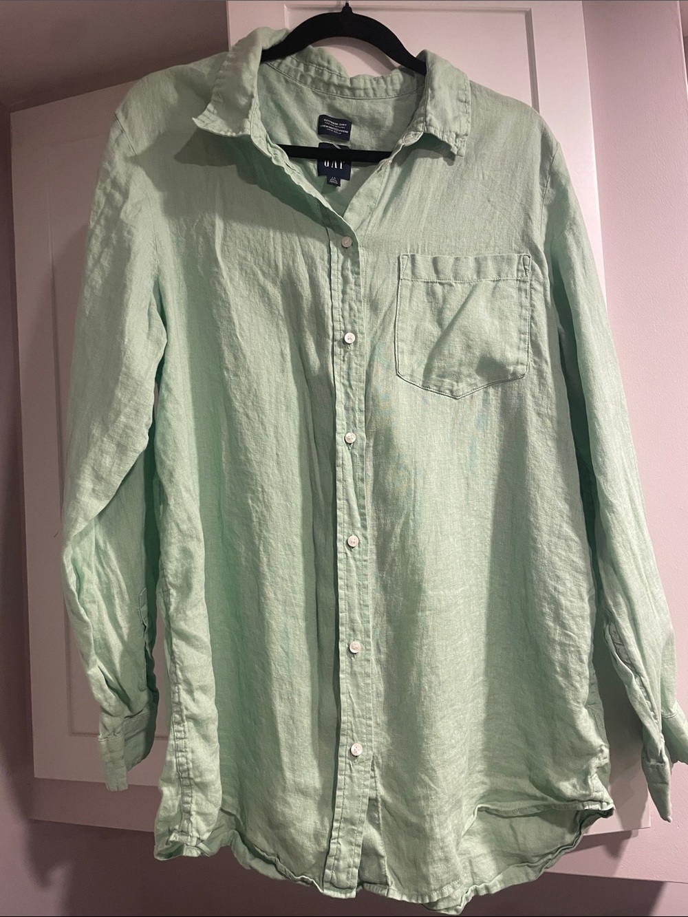 GAP linen Light boyfriend shirt Green Button-Down Shirt